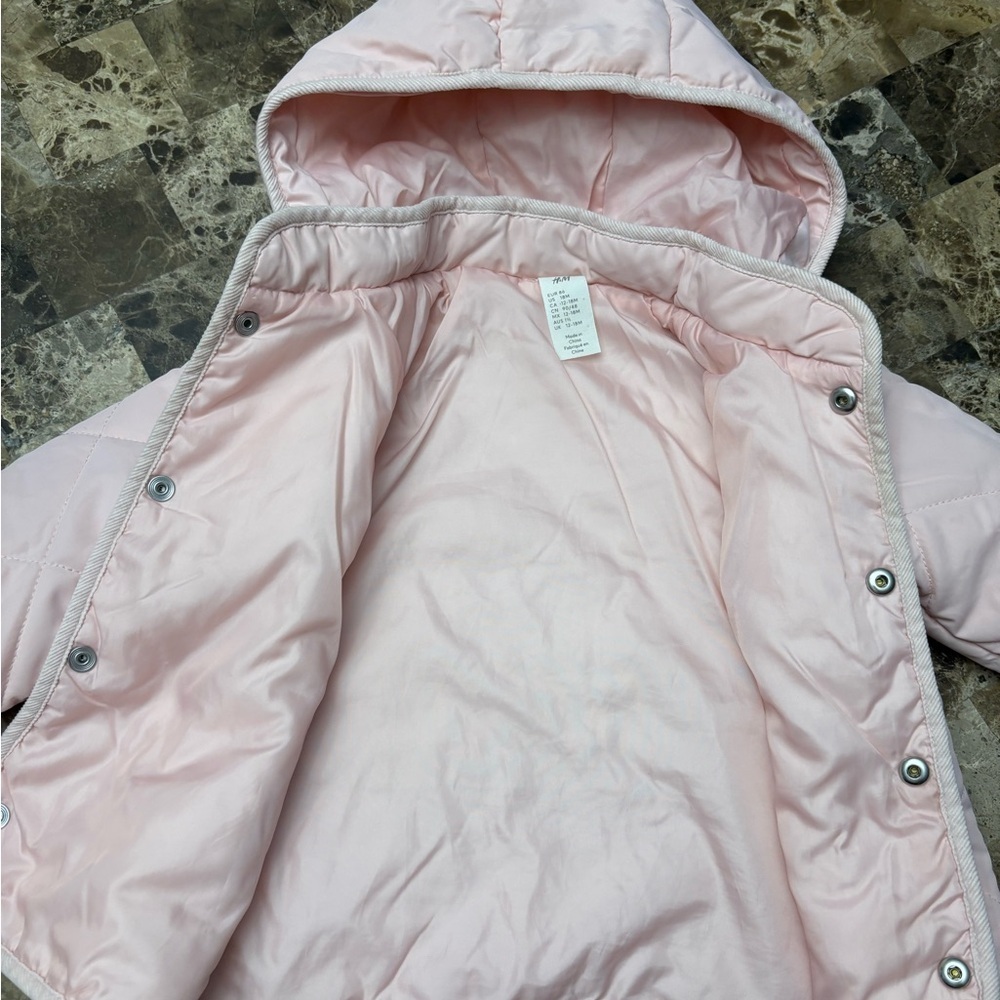 H&M Light Pink Quilted Jacket 12-18 months - Picture 3 of 7